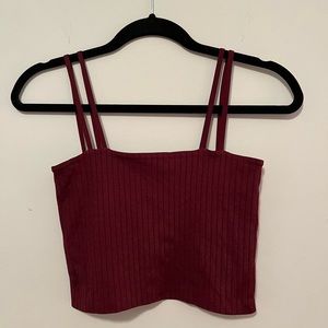 Free People Ribbed Maroon Crop Top